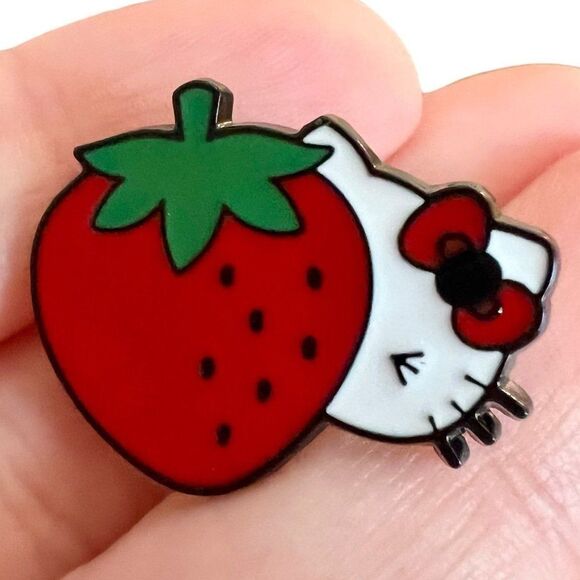 Strawberry Kitty Enamel Pin - Picture 2 of 8